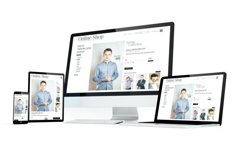 Mobility devices white screen online shop responsive design