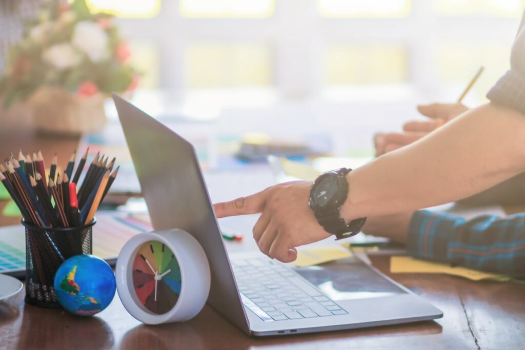 Soft focus and blur,a group of web designers are working together to develop a mobile responsive website with ui ux front end designer previewing. website development concept ui ux front end designer