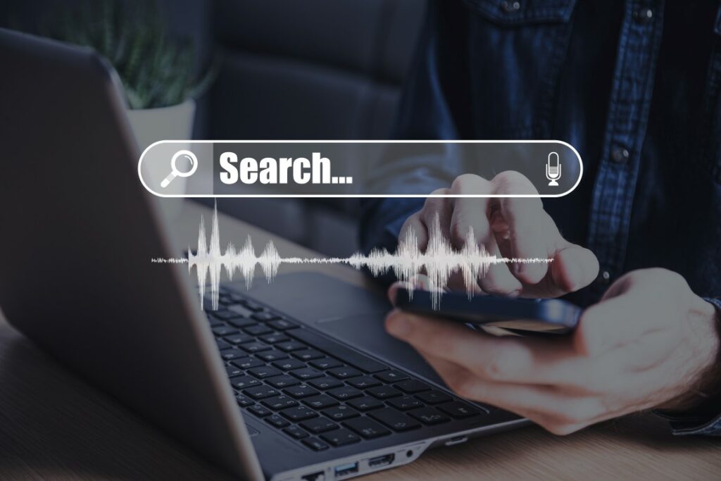 Data search technology search engine optimization. man's hands are using a computer keyboard to searching for information. using search console with your website