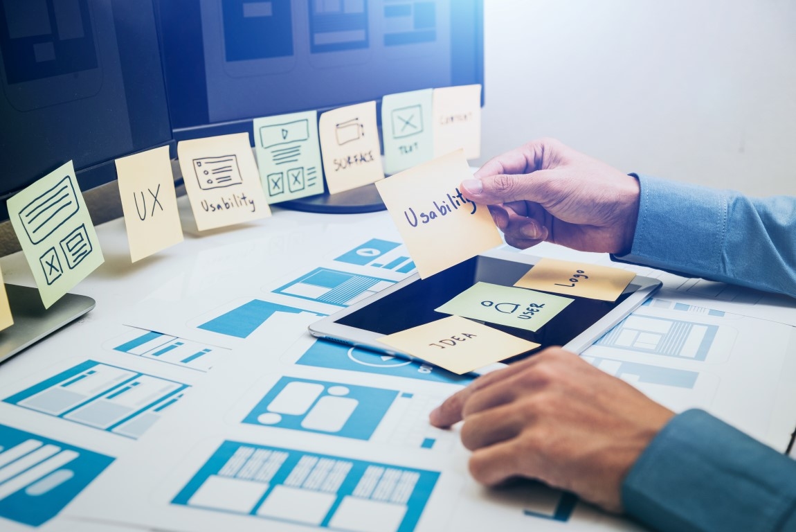 User experience ux designer web smartphone layout.