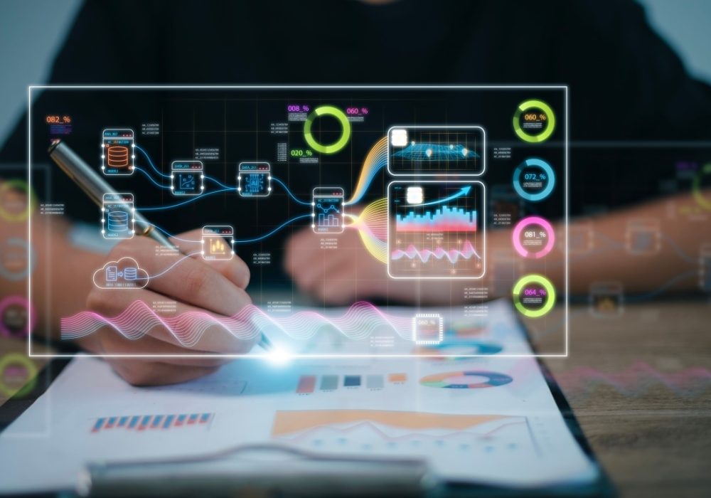 Business intelligence concept data analysis, management tools, intelligence, corporate strategy creation, data driven decision making