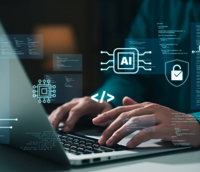 Software development concepts and programming for various devices, software engineer computer programmer, coding process, chart, testing platform data analytics, online safety.